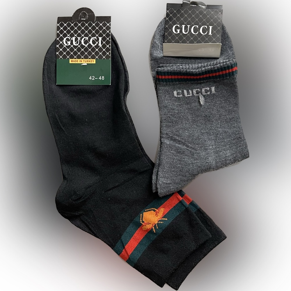 2 Pair of Gucci Socks in Black & Grey UNISEX for Mens and Womens